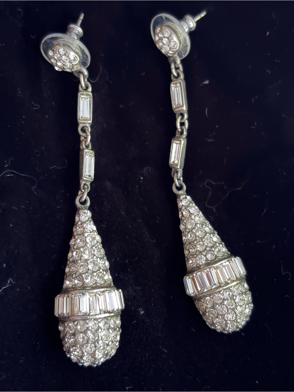 BEN AMUN Sparkling Silver Crystal Teardrop Drop Earrings